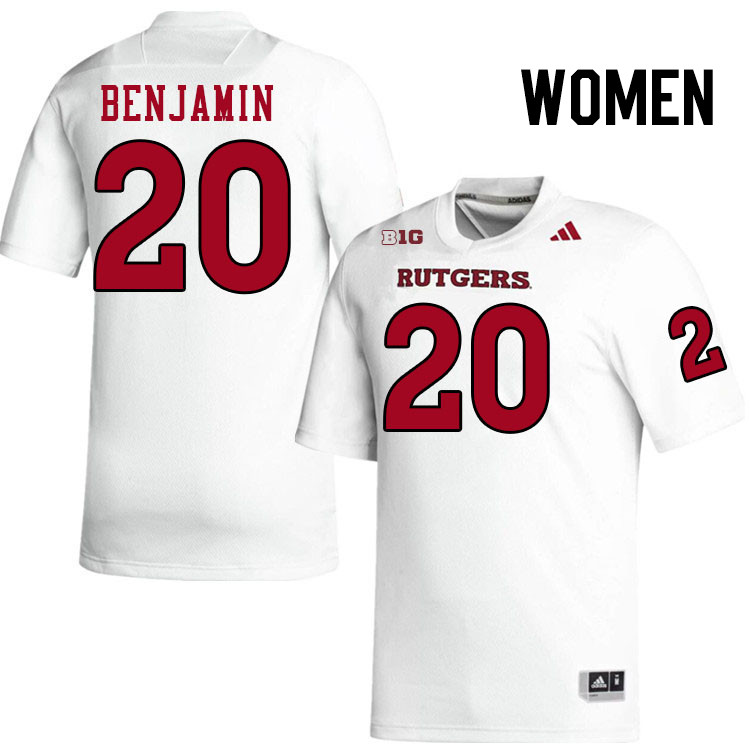 Women #20 Ja'shon Benjamin Rutgers Scarlet Knights 2024 College Football Jerseys Stitched-White